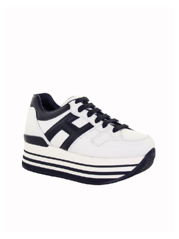 Hogan 283 Leather Sneakers With Big H And Maxi 222 Platform Sole In White |  ModeSens
