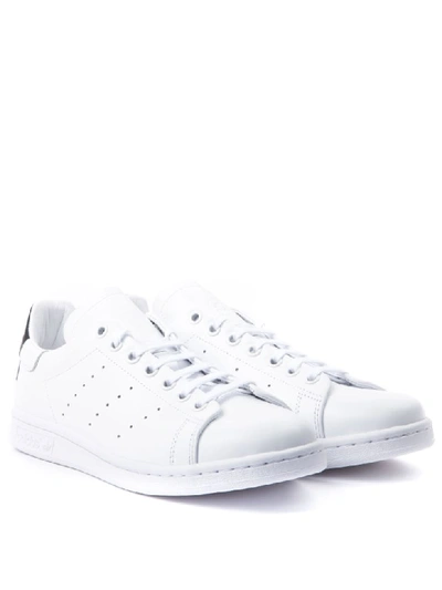 Shop Adidas Originals Stan Smith Recon White & Black Leather Sneakers In White/black