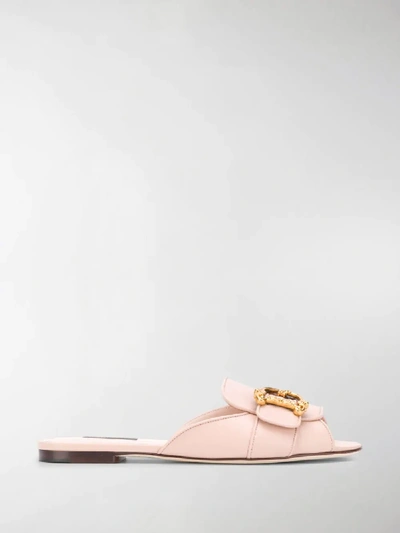 Shop Dolce & Gabbana Dg Peep-toe Mules In Pink