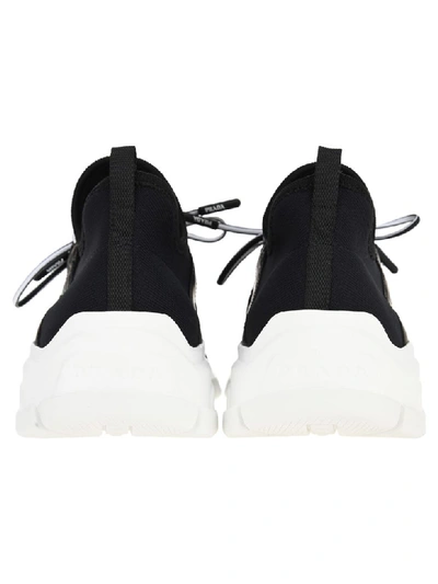Shop Prada Knit Sneakers In Black White
