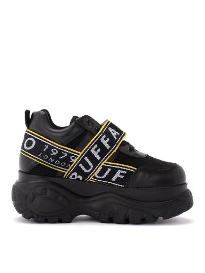 Shop Buffalo Galip Sneaker In Black Leather With Platform 7 Cm In Nero