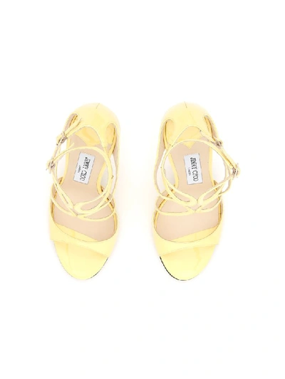 Shop Jimmy Choo Lang Patent Sandals In Soft Yellow (yellow)