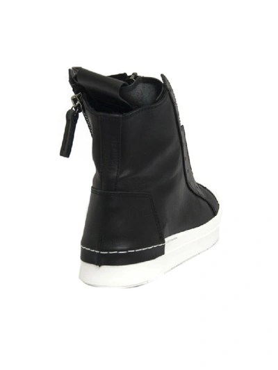 Shop Cinzia Araia High-top Sneaker In Black Leather In Nero