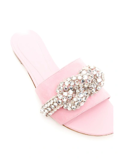 Shop Alexander Mcqueen Crystal Knot Mules In Su Pink Cry Su Pink (pink)