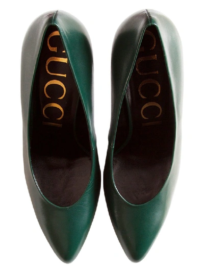 Shop Gucci Leather Pump In Green In Verde