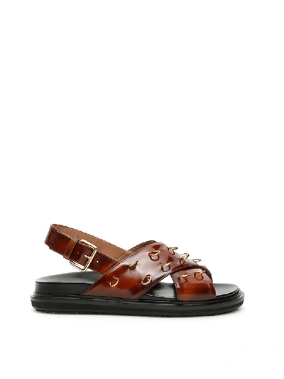 Shop Marni Piercing Fussbett Sandals In Moka (brown)