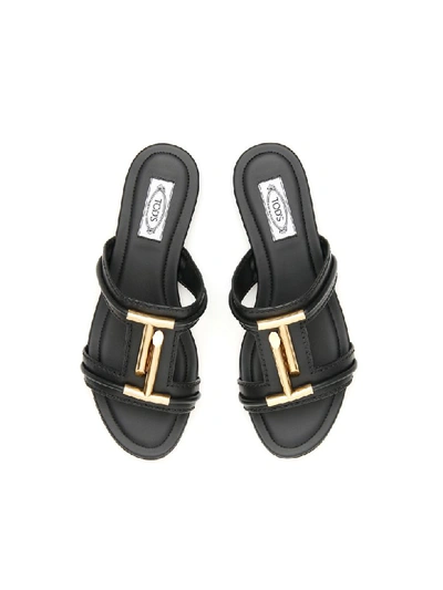 Shop Tod's Double T Sandals In Nero (black)