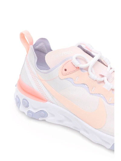 Shop Nike React Element 55 Sneakers In Pale Pink Washed Coral Oxygen Purple (pink)