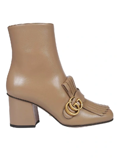 Shop Gucci Fringed Ankle Boots In Mud