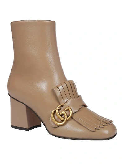 Shop Gucci Fringed Ankle Boots In Mud