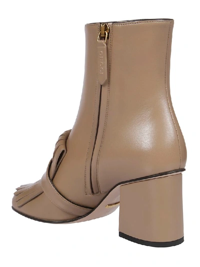 Shop Gucci Fringed Ankle Boots In Mud