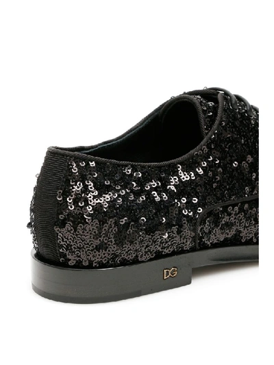 Shop Dolce & Gabbana Sequins Lace-ups In Nero Nero (black)
