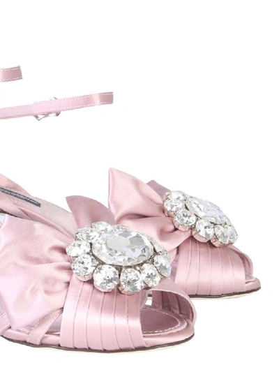Shop Dolce & Gabbana Sandal With Bow And Crystals In Rosa