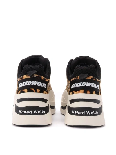 Shop Naked Wolfe Track Sneaker In Glittery Leather With Animalier Inserts In Oro