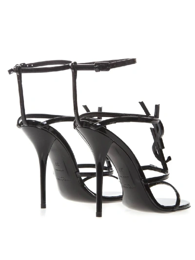 Shop Saint Laurent Black Cassandra Patent Leather Sandals