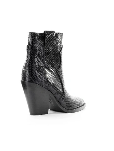 Shop Ash Black Reptile-effect Print Texan Style Ankle Boot In Nero (black)