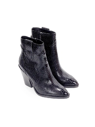 Shop Ash Black Reptile-effect Print Texan Style Ankle Boot In Nero (black)