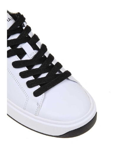 Shop Balmain B-court Sneakers In Leather White / Black In White/black