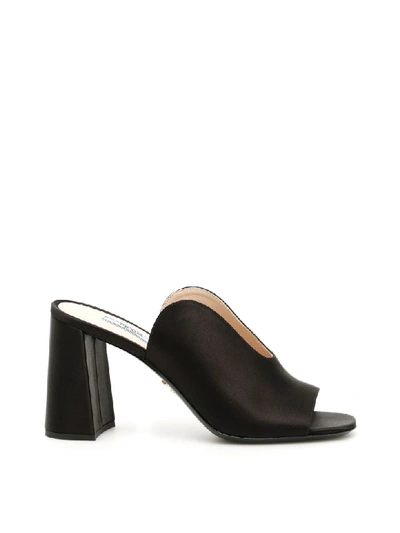 Shop Prada Satin Open-toe Mules In Nero (black)