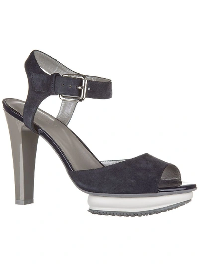 Shop Hogan H247 Sandals In Blu Denim
