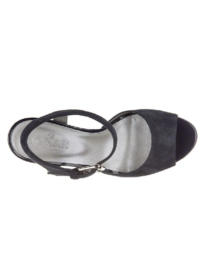 Shop Hogan H247 Sandals In Blu Denim