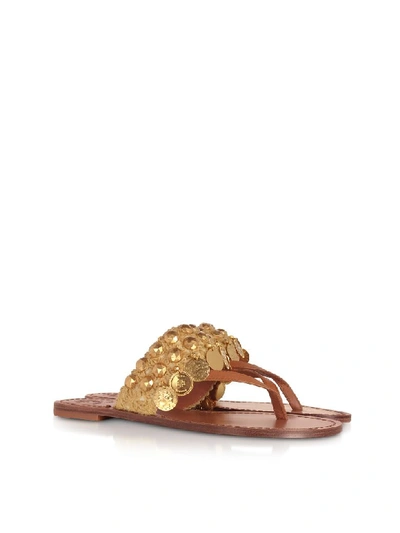 Shop Tory Burch Tan Leather Patos Coin Sandals