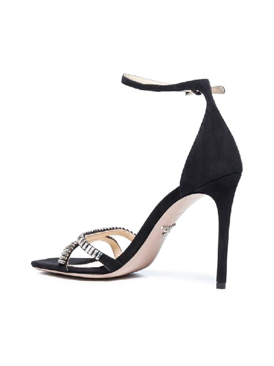 Shop Prada Suede Sandals With Crystals Embellishment In Nero