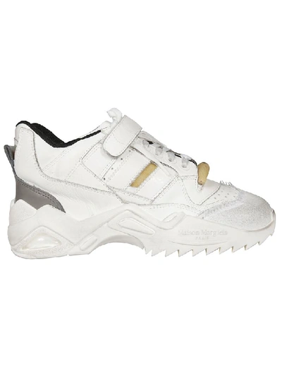 Shop Maison Margiela Pointed Sole Detail Laced-up Sneakers In White