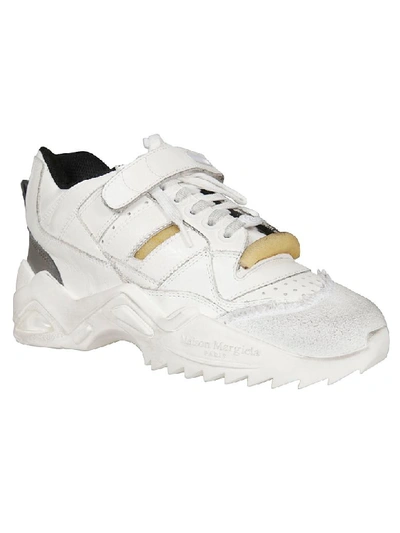 Shop Maison Margiela Pointed Sole Detail Laced-up Sneakers In White