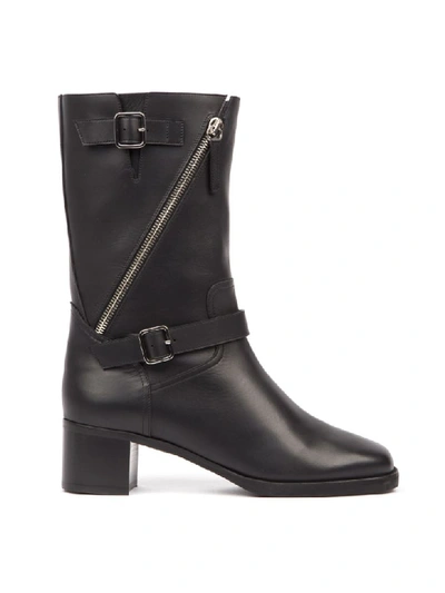 Shop Giuseppe Zanotti Esther Black Leather Ankle Boots