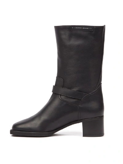 Shop Giuseppe Zanotti Esther Black Leather Ankle Boots