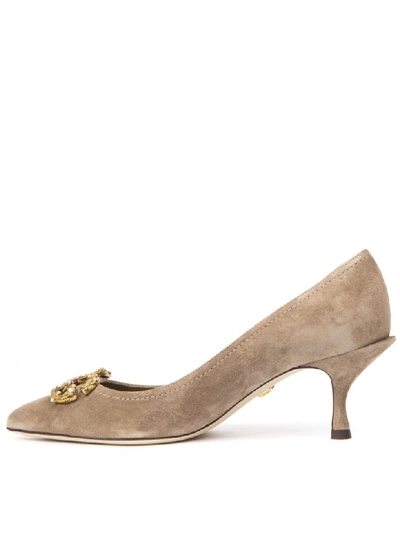 Shop Dolce & Gabbana Sand Color Suede Pumps