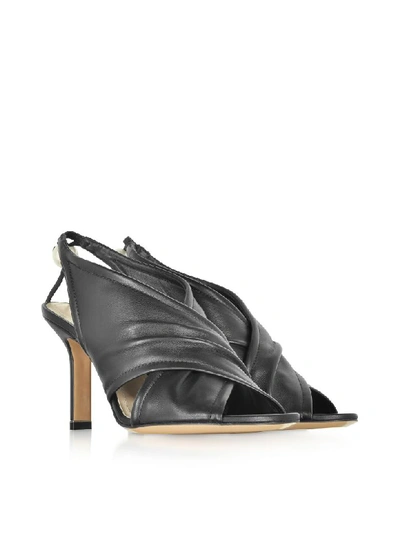 Shop Nicholas Kirkwood Black Nappa 90mm Delfi Sandals