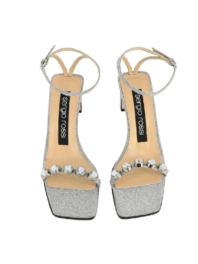 Shop Sergio Rossi Glitter With Crystals In Silver