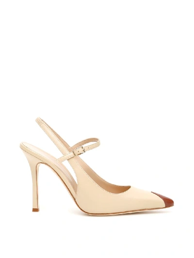 Shop Alessandra Rich Bicolor Slingbacks In Beige (beige)