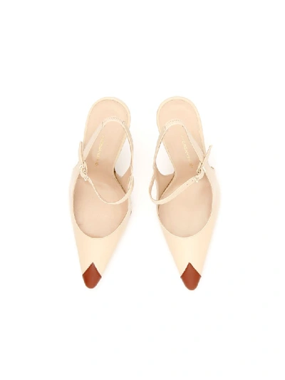 Shop Alessandra Rich Bicolor Slingbacks In Beige (beige)