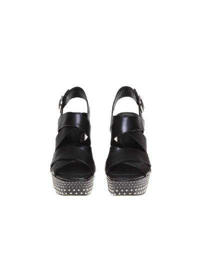 Shop Michael Kors Leather Sandal In Black Leather