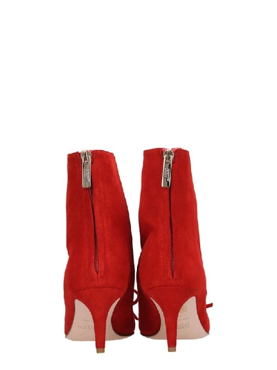 Shop Red Valentino High Heels Ankle Boots In Red Suede