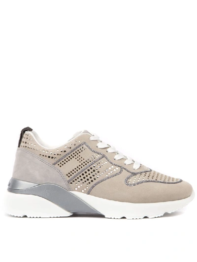 Shop Hogan Active One Beige & Grey Leather Sneaker