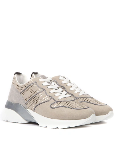 Shop Hogan Active One Beige & Grey Leather Sneaker