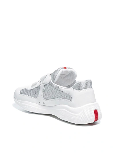 Shop Prada Sneakers In Bianco Argento