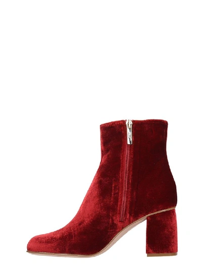 Shop Red Valentino High Heels Ankle Boots In Bordeaux Velvet