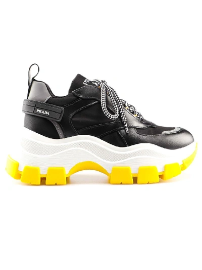 Shop Prada Pegasus Sneaker 075 In Z Nero+giallo