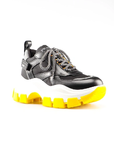 Shop Prada Pegasus Sneaker 075 In Z Nero+giallo