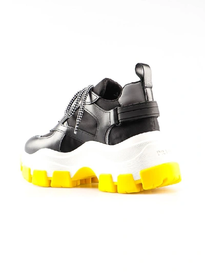 Shop Prada Pegasus Sneaker 075 In Z Nero+giallo