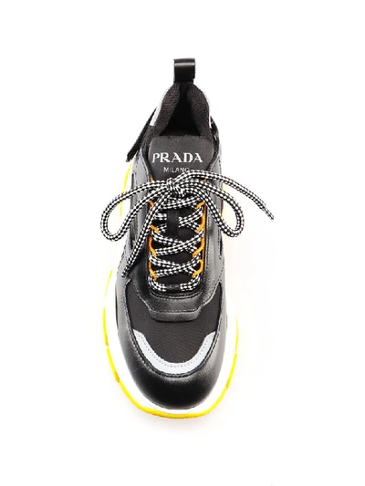 Shop Prada Pegasus Sneaker 075 In Z Nero+giallo