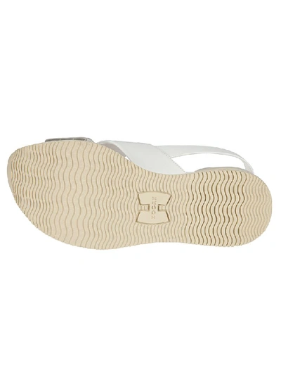 Shop Hogan H257 Platform Sandals In Platino/bianco