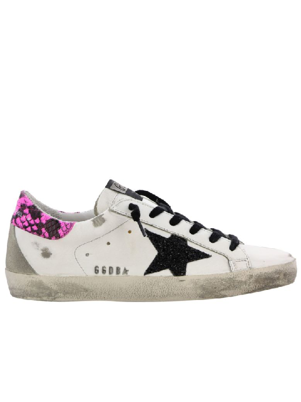white glitter star snakeskin superstar sneakers