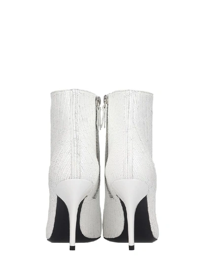 Shop Casadei Delfina Fish High Heels Ankle Boots In White Leather