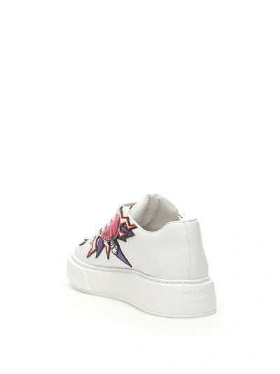 Shop Prada Heart Sneakers In Bianco (white)